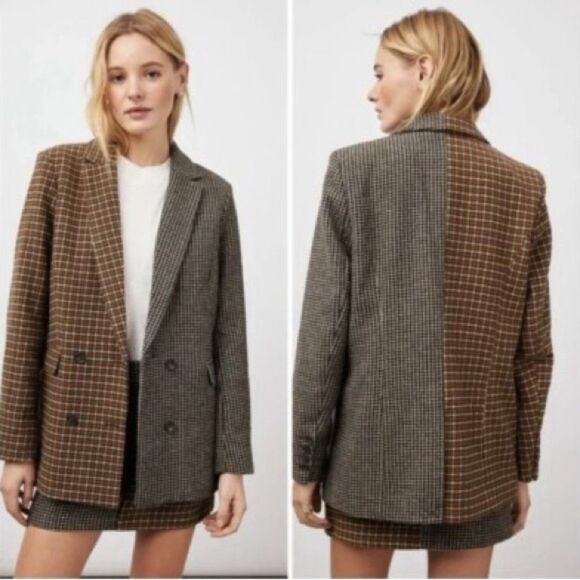 Rails Jackets & Blazers - RAILS Blazer Womens Brown Plaid Houndstooth Wool Blend Cody Jacket Size XL